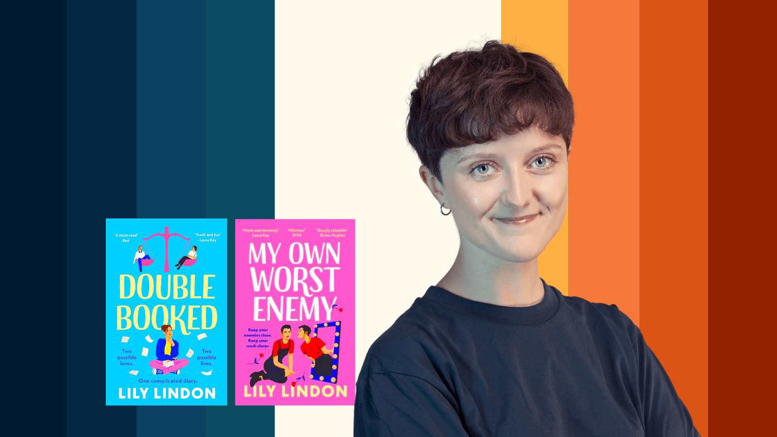 Headshot of Lily Lindon with books. Advice on writing your second novel.