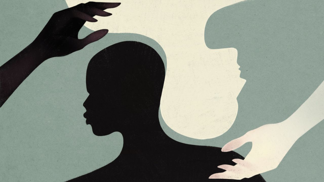 illustration of two silhouettes representing character development