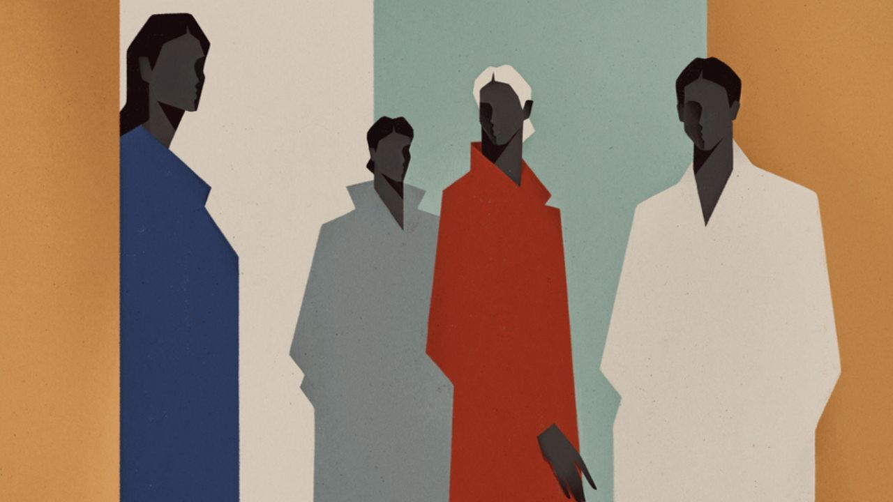 illustration of four people representing character development