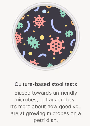 Petri dish of microbes showing culture-based stool tests are biased toward unfriendly microbes, not anaerobes