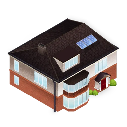 Front external cut out view of a typical UK detached house