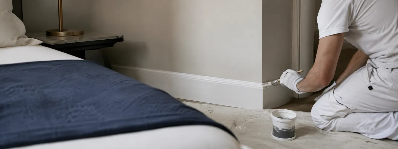 Reprise d'une plinthe dans une chambre
