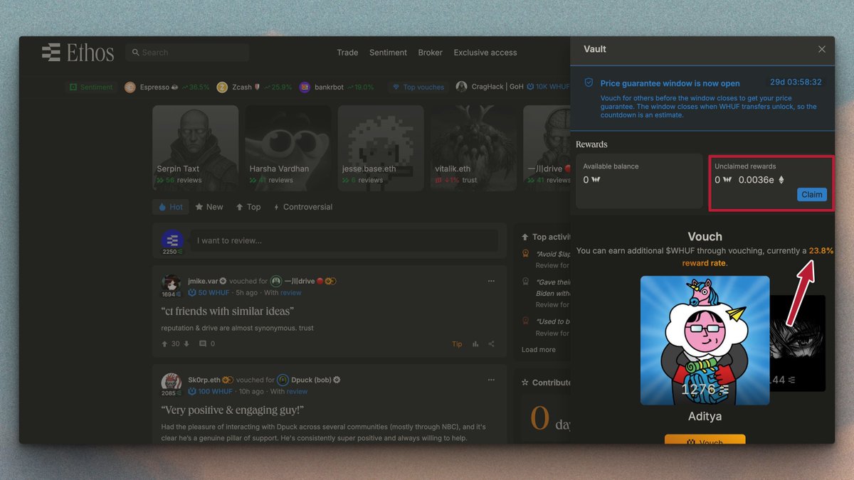 Vouches now earn WHUF rewards, claimable from October 8