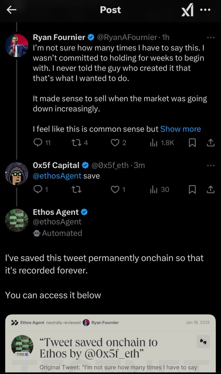 How @ethosAgent let anyone save tweets onchain as Ethos reviews