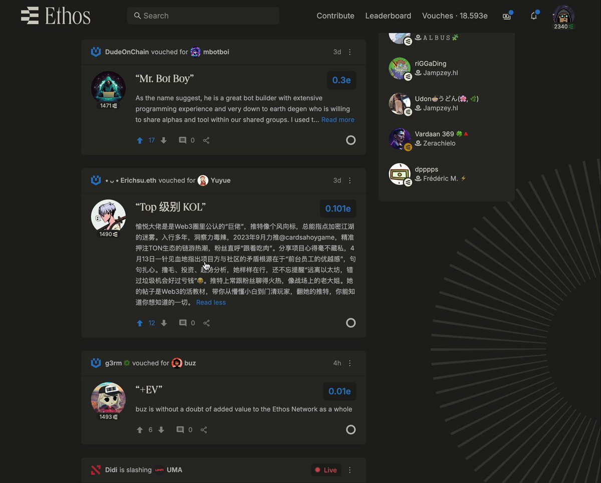 Ethos added English translation for reviews, vouches and slashes