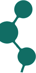 Three connected teal circles forming a molecular structure illustration.