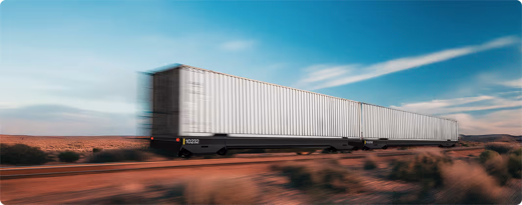 Parallel Systems autonomous rail vehicle moving through the desert
