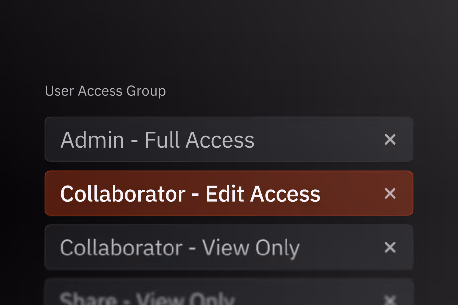 Abstracted ui showing Roles Based Access Control inside Sift.