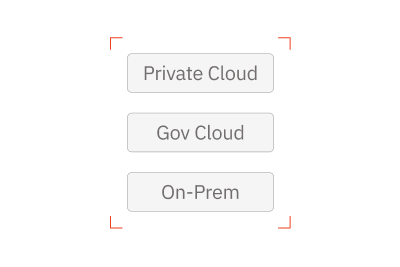 Deployment options toggle: Private Cloud, Gov cloud, On-Prem
