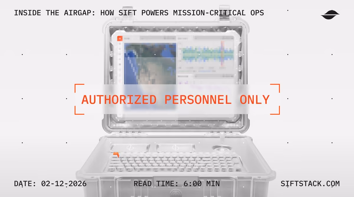 Ruggedised field case running Sift, overlaid with an AUTHORIZED PERSONNEL ONLY marking