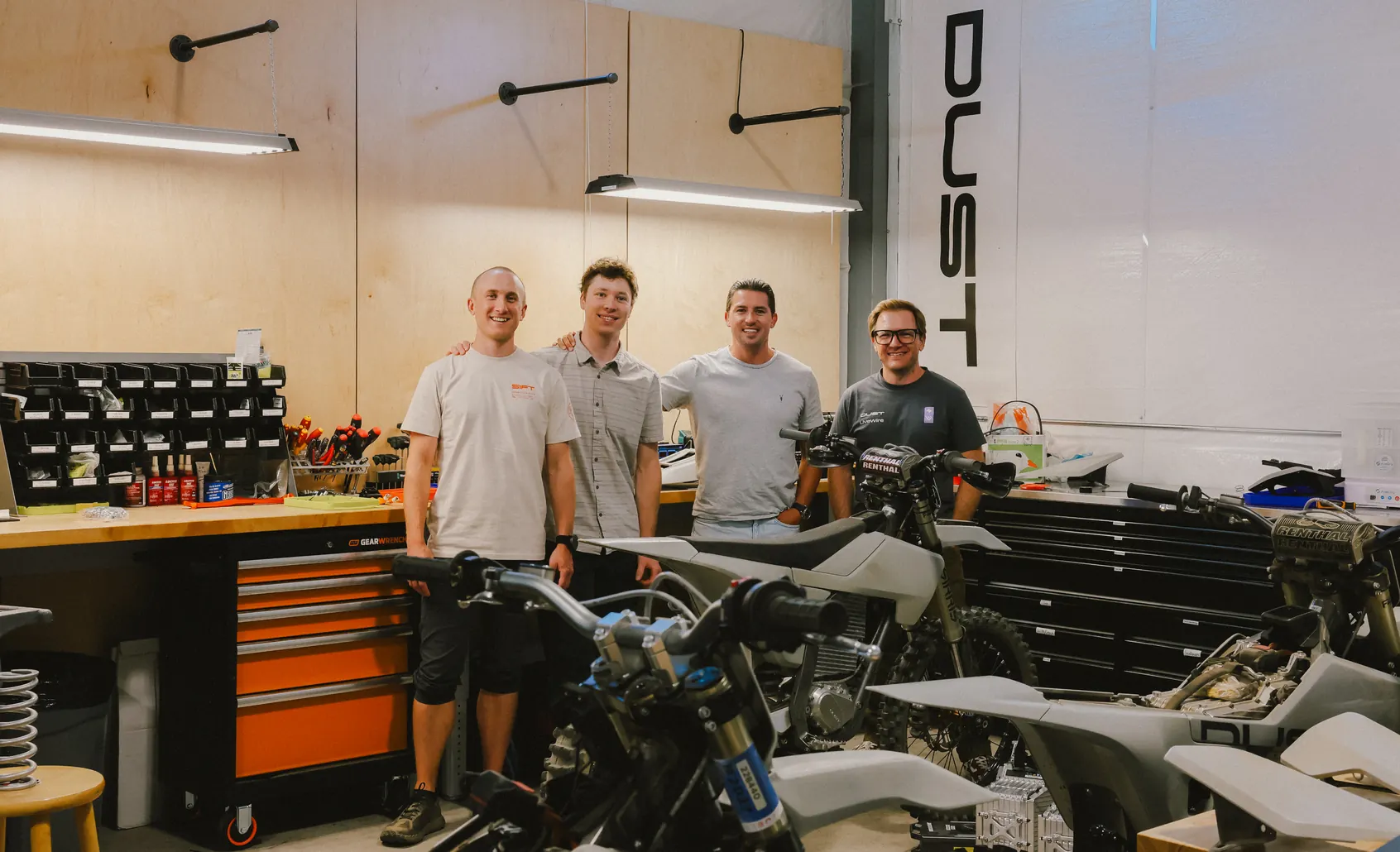 The Dust Moto team in their workshop