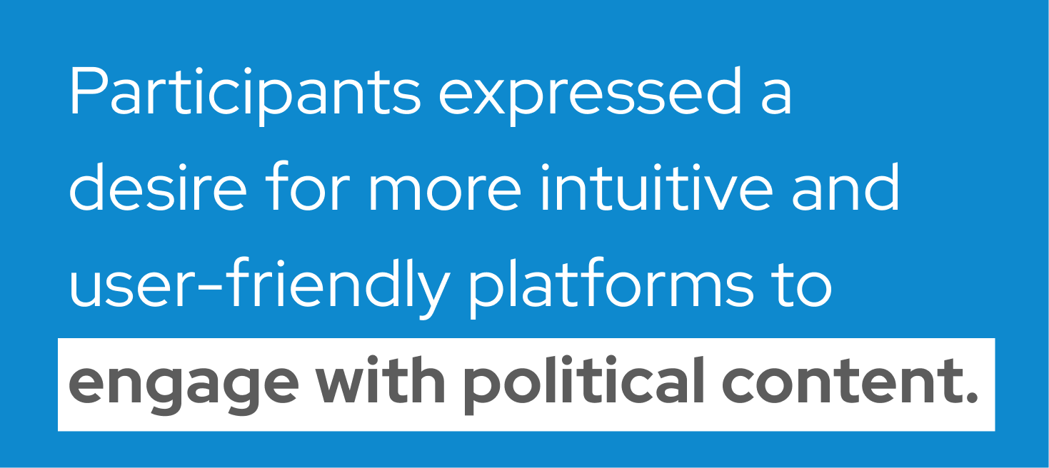 Many participants reported difficulty in accessing clear and reliable political information.