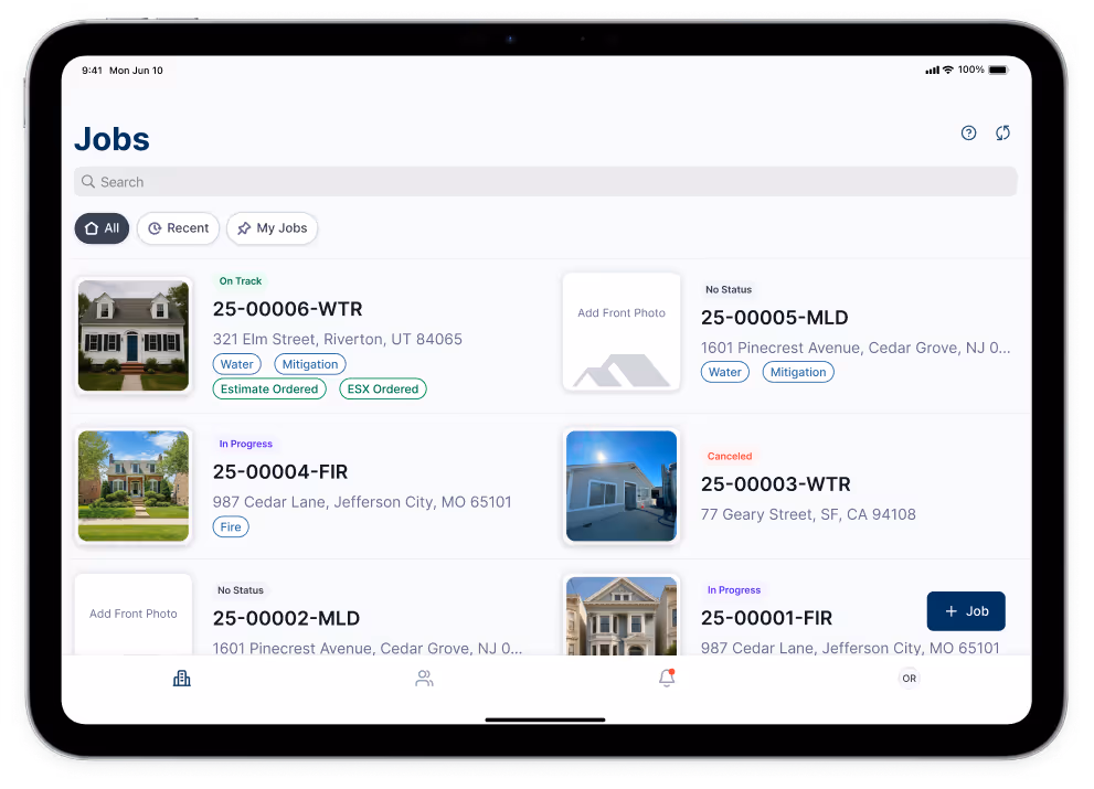 Ipad showing Capabuild's UI