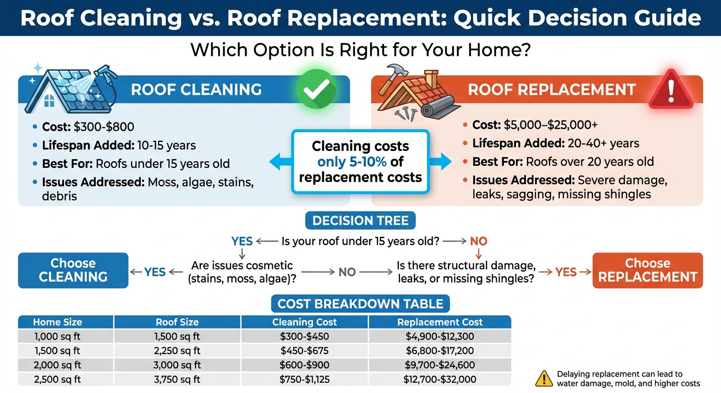 Roof Cleaning vs Replacement Cost and Decision Guide
