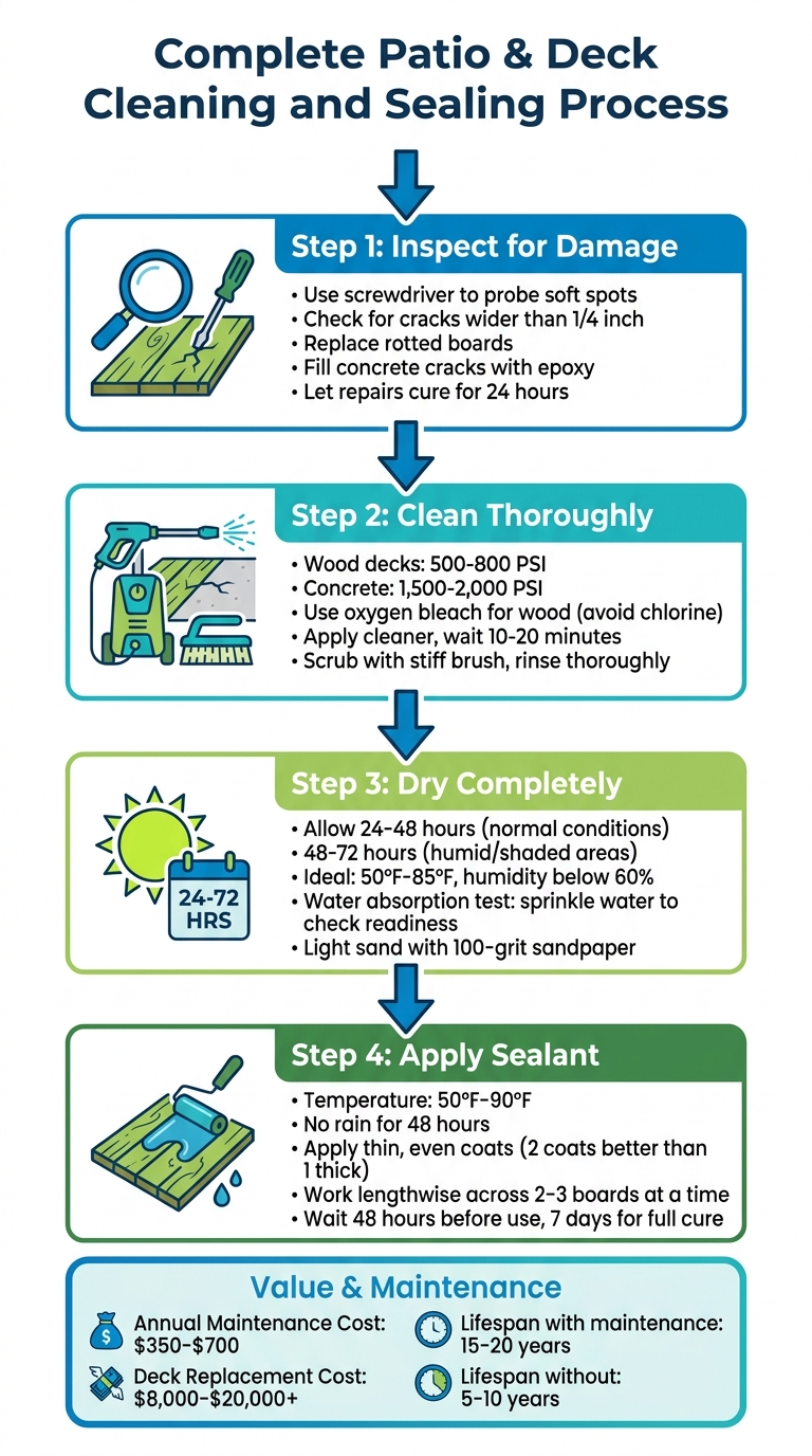 Complete Patio and Deck Cleaning and Sealing Process in 4 Steps