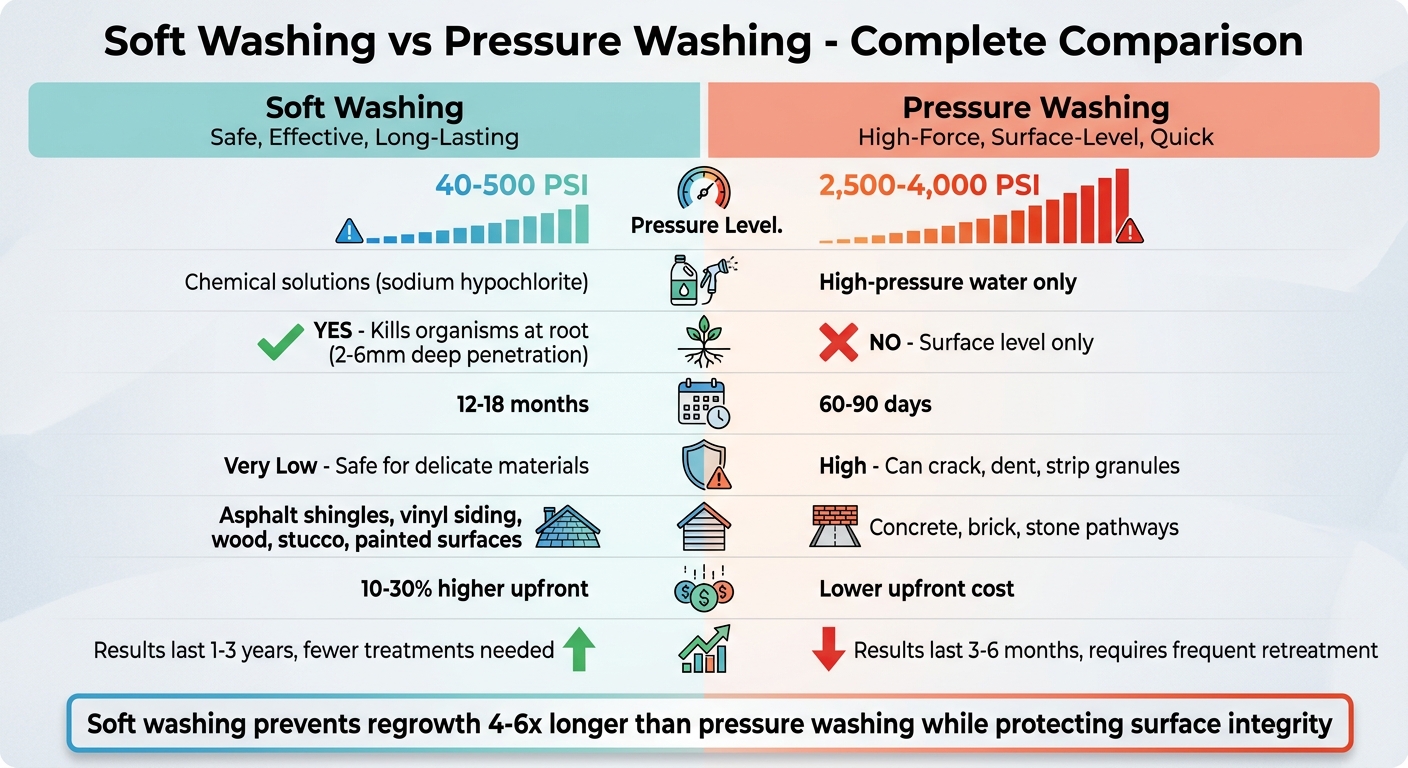 Soft Washing vs Pressure Washing: Complete Comparison Guide