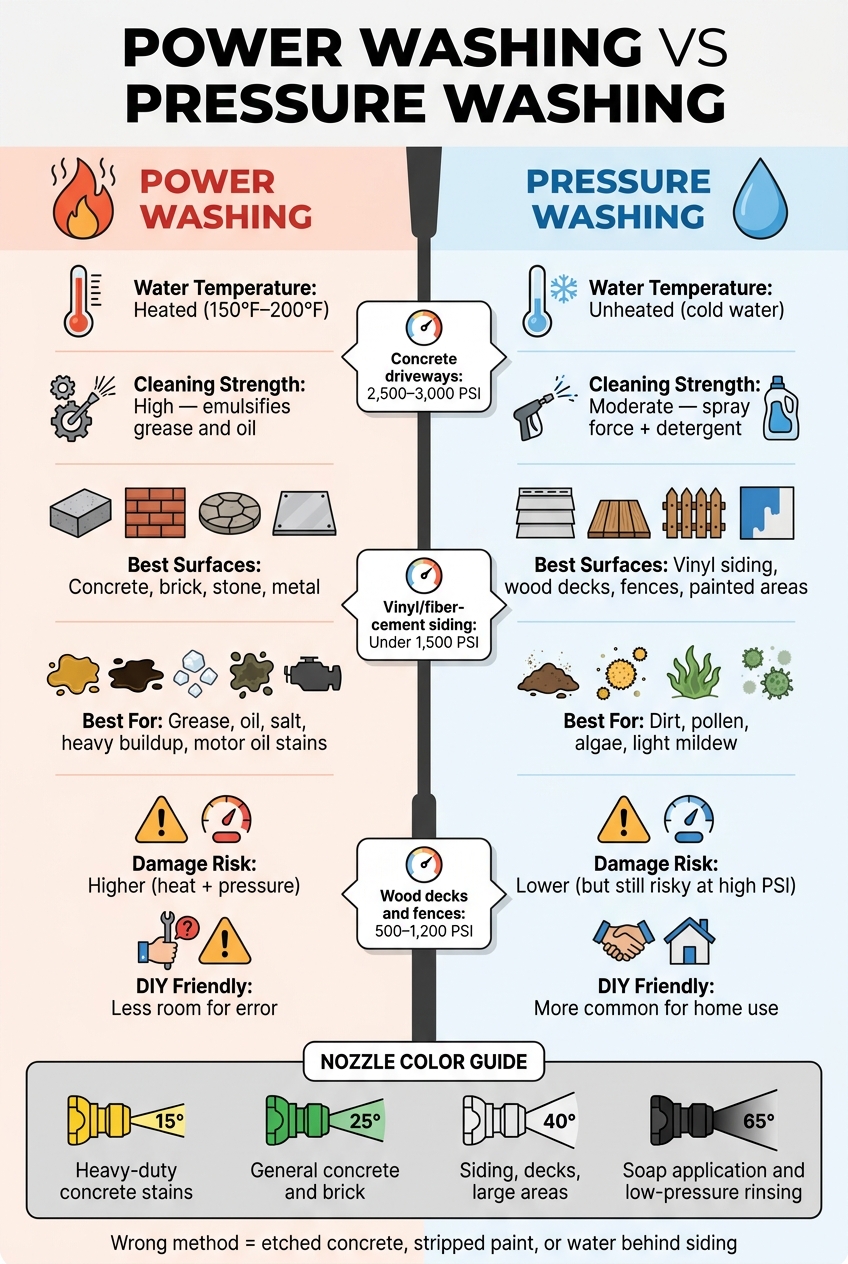 Power Washing vs Pressure Washing: Key Differences at a Glance