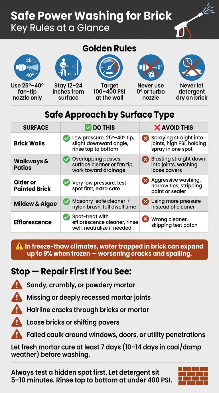 How to Safely Power Wash Brick: Surface-by-Surface Quick Guide