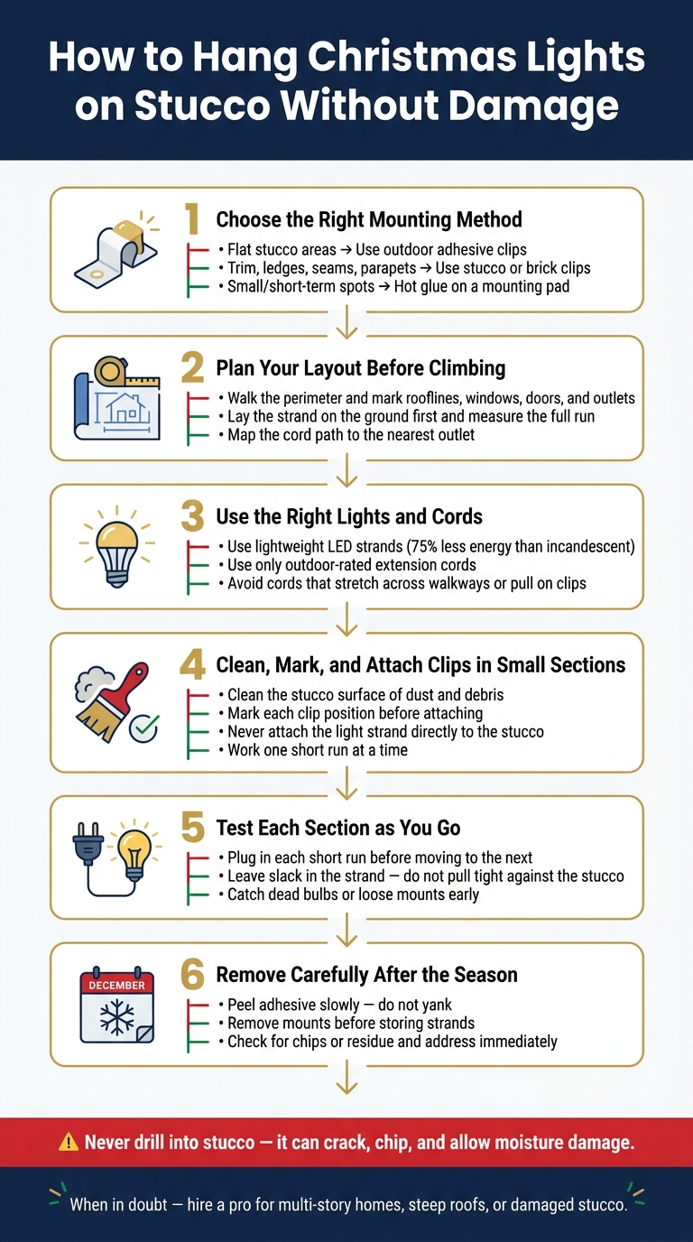 How to Hang Christmas Lights on Stucco Without Damage