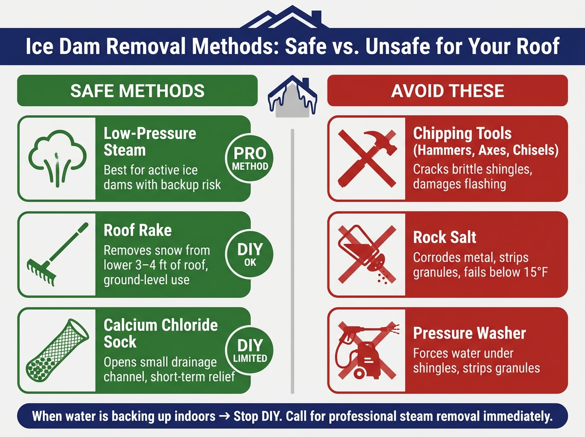 Ice Dam Removal Methods: Safe vs. Unsafe for Your Roof