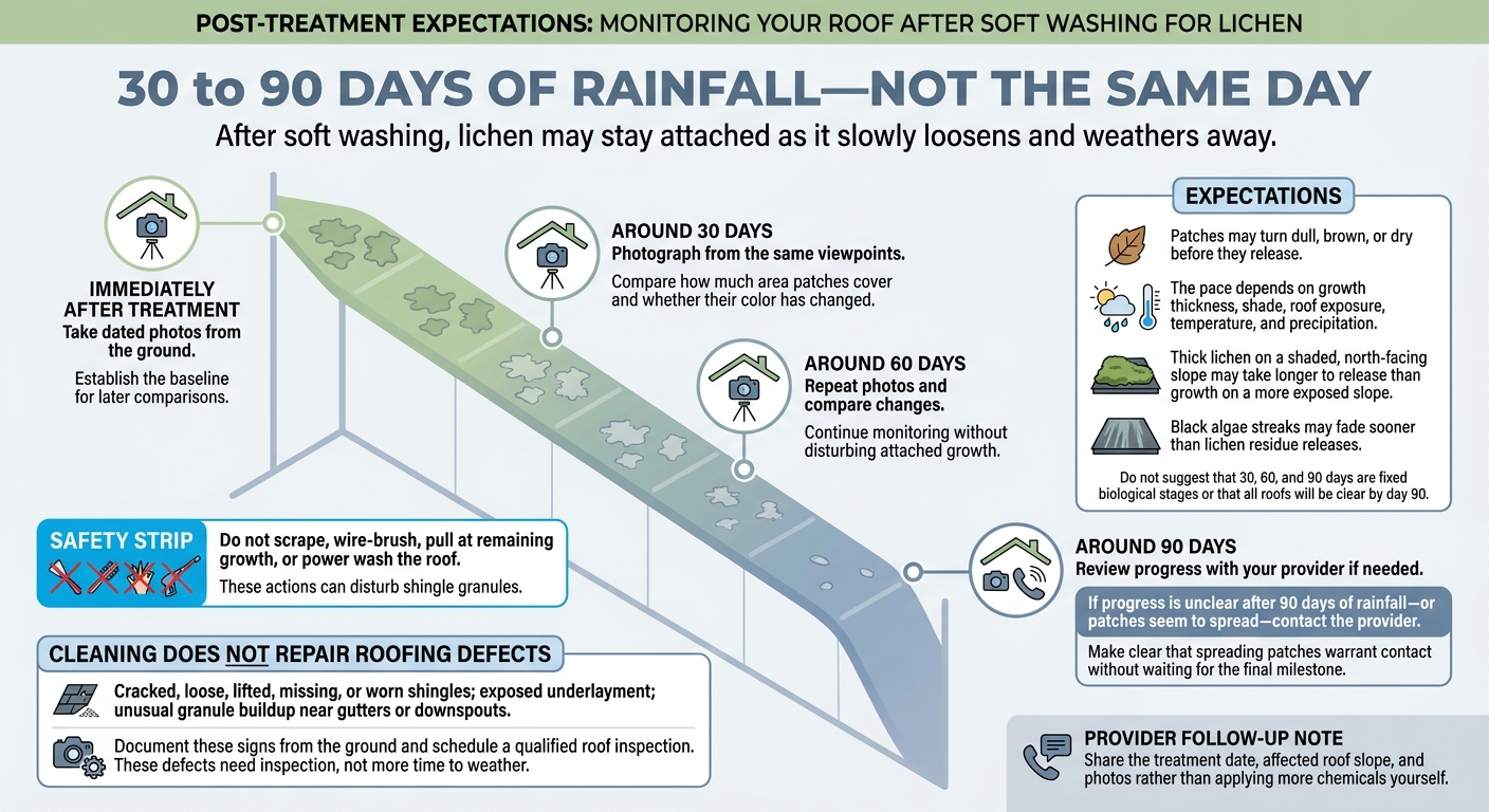 Roof Lichen After Treatment: The 30–90 Day Timeline