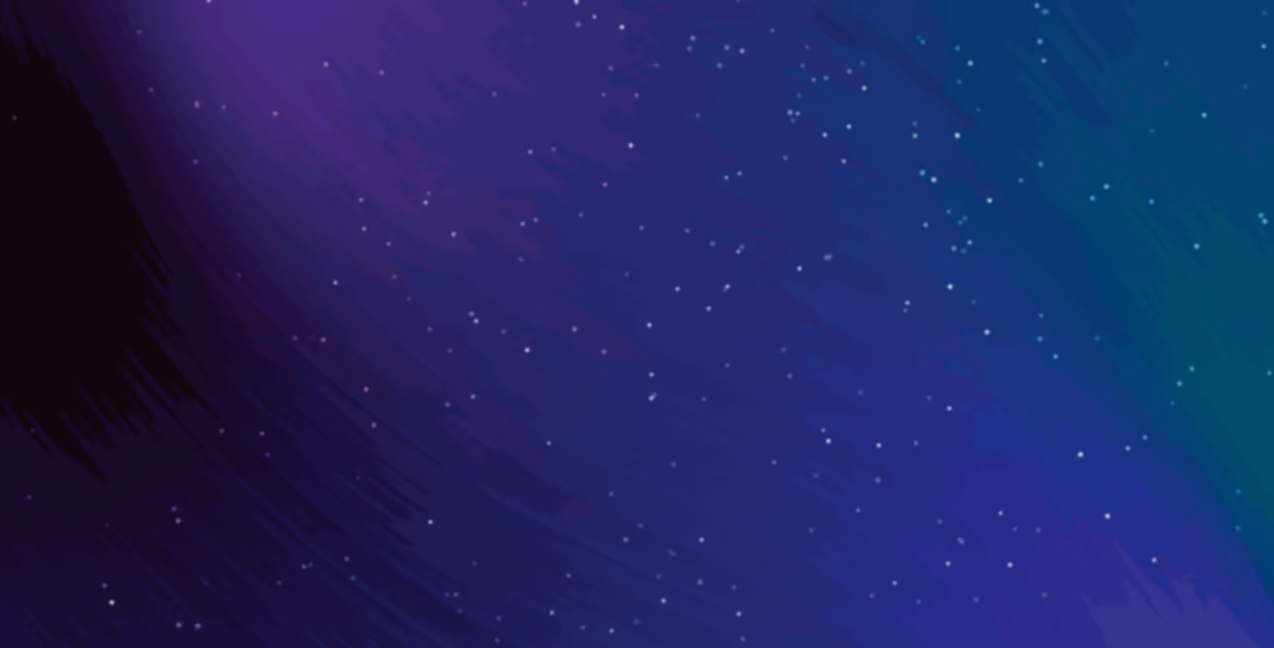 Starry night sky with gradient shades of blue, purple, and green.