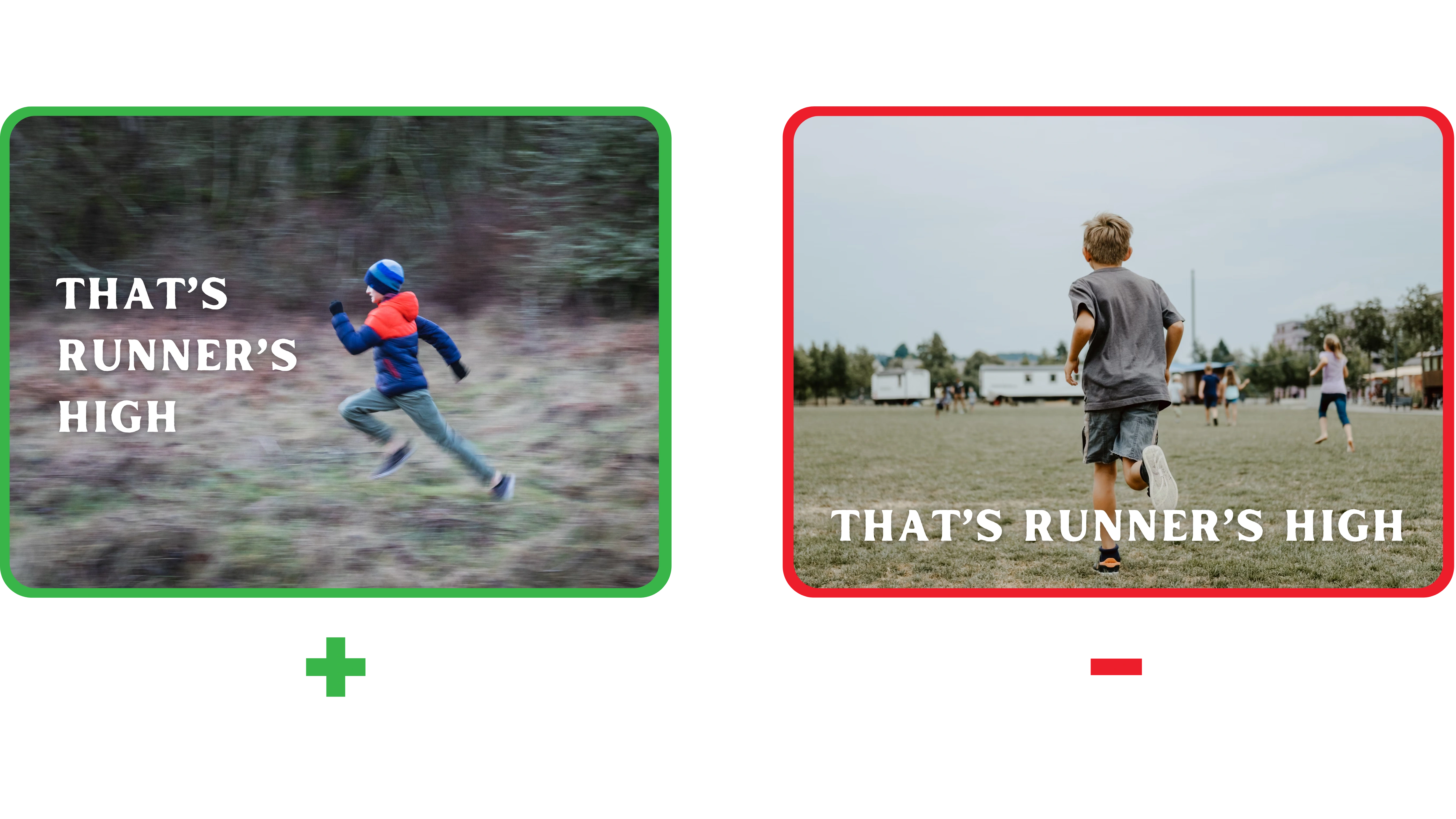 Side-by-side comparison of two running images for creative testing, highlighting which version performs better with revenue optimization indicators.