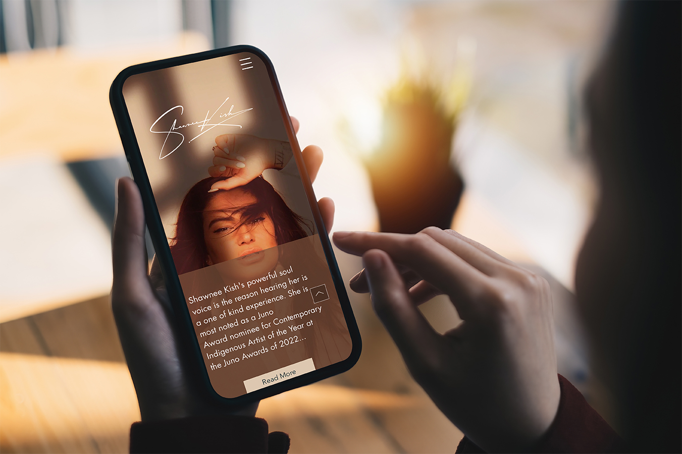 The mobile version of Shawnee Kish's website.