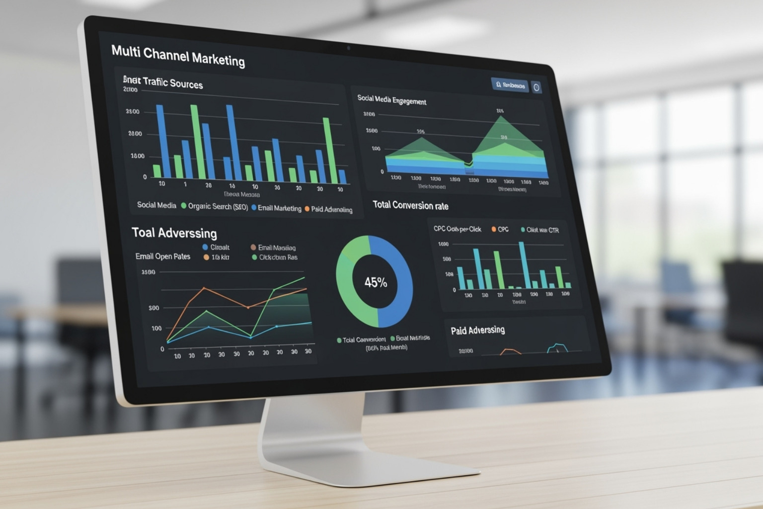 Image of a multi-channel digital marketing campaign dashboard - brand building marketing