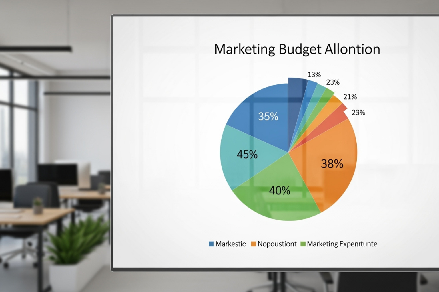 Image of a pie chart showing a sample marketing budget allocation - small business branding services