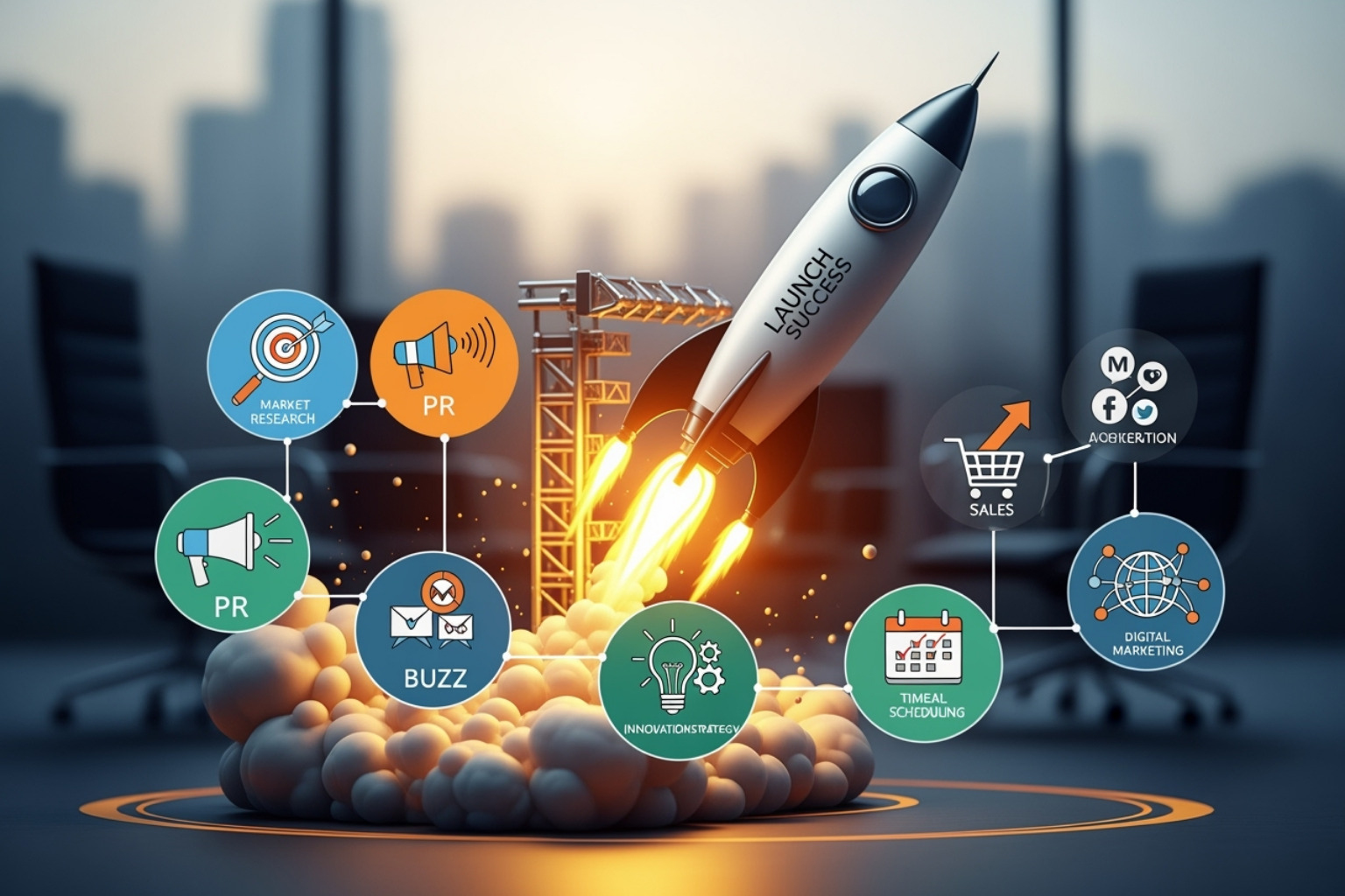 A KPI dashboard showing post-launch metrics including sales, user engagement, and customer feedback scores - product launch marketing plans