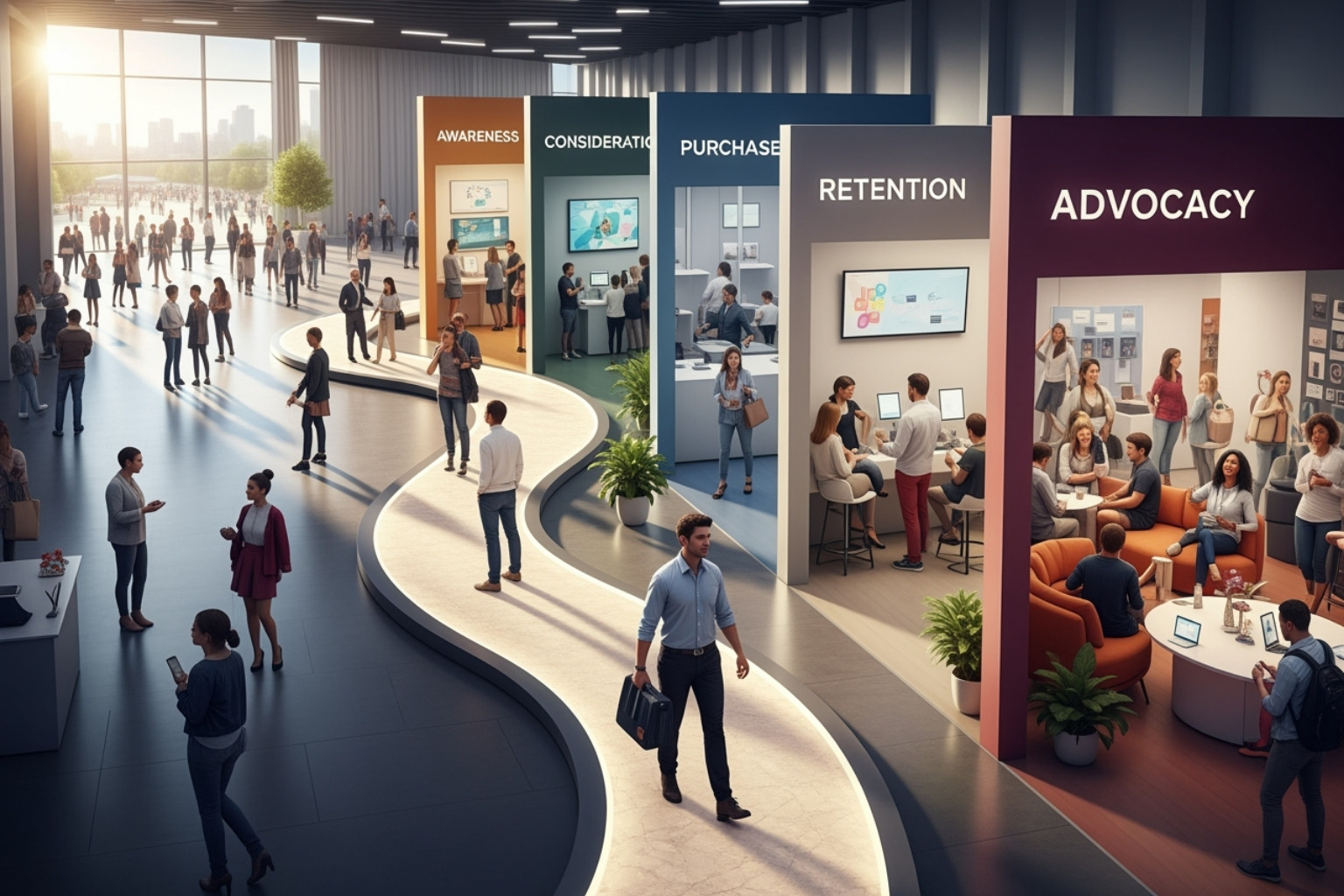 customer journey map with multiple touchpoints - tracking marketing performance