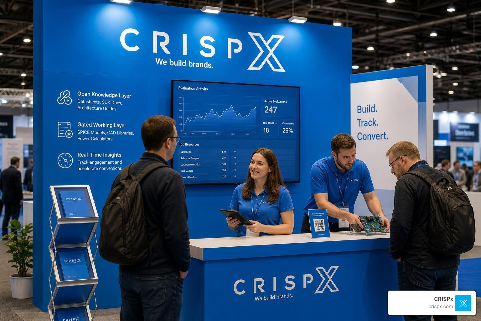 Industrial trade show booth integrated with real-time digital evaluation tracking Industrial trade show booth integrated with real-time digital evaluation tracking