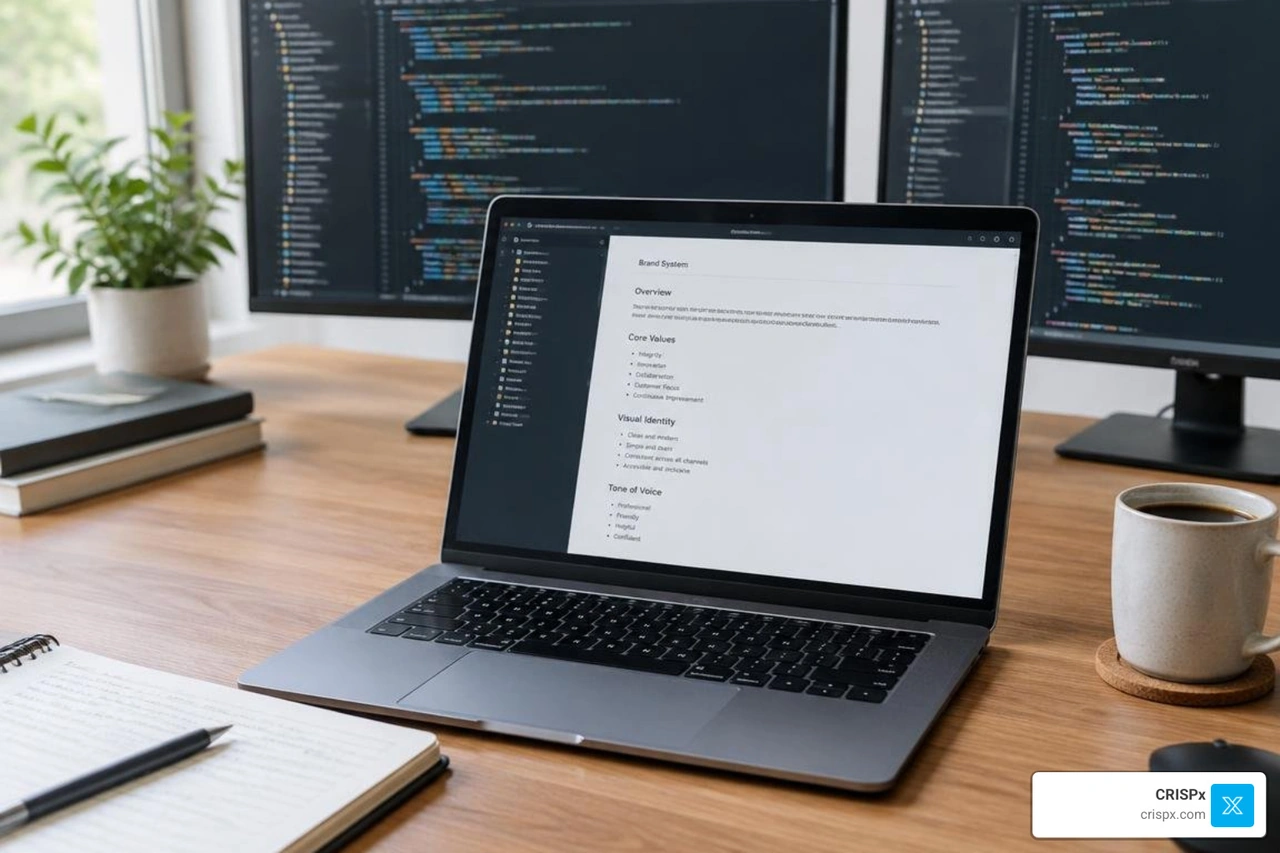 structured brand file opened inside a modern developer workspace structured brand file opened inside a modern developer workspace