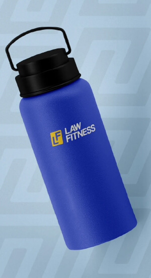 LAW Fitness logo design on drink bottle