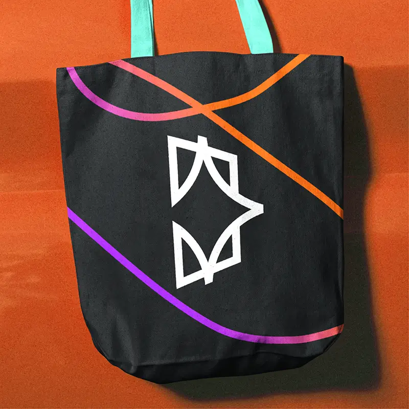 KerrisINterprises logo mark and brand design on a tote bag.