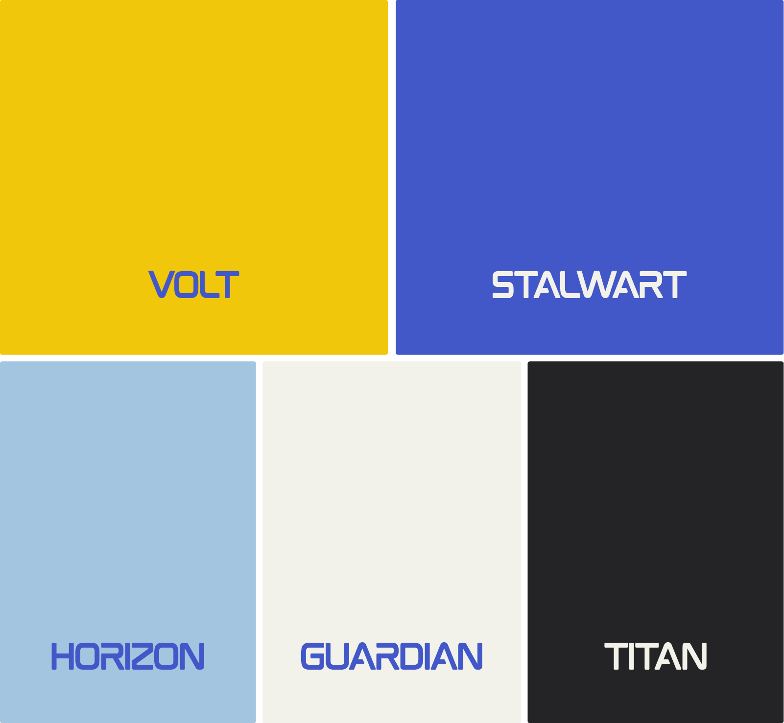 Law Fitness personal trainer brand identity colours of yellow, electric blue, pale blue, cool toned white and cool toned dark charcoal 