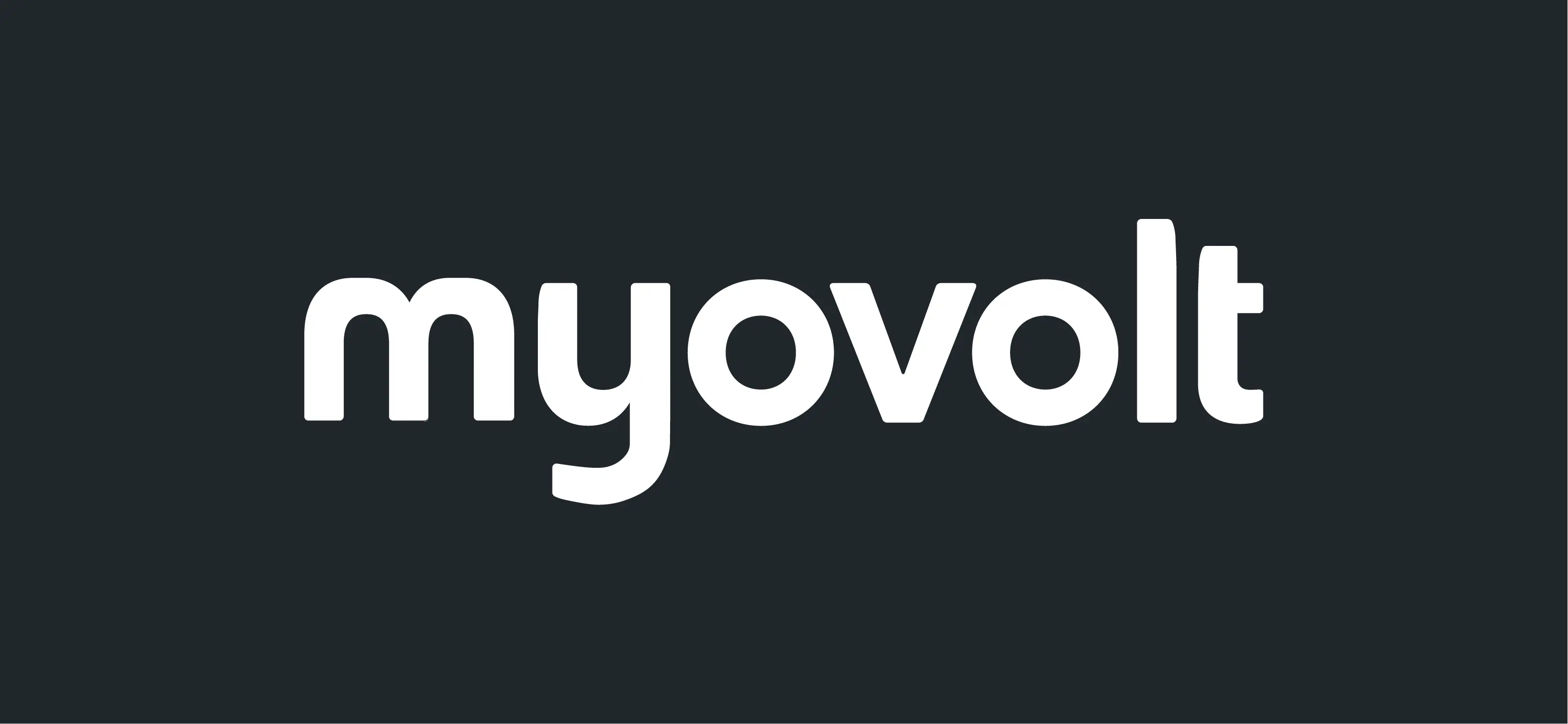Myovolt company logo refresh white Worldmark design on a dark background.