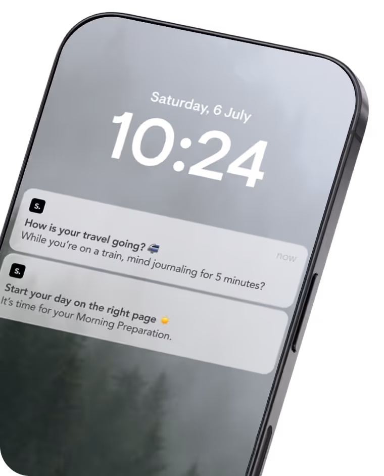 A locked phone screen with stoic notifications