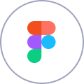 Figma design tool logo with colorful overlapping shapes in red, orange, purple, blue, and green.
