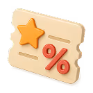 Ticket icon with an orange star and a red percentage symbol indicating a discount or sale.