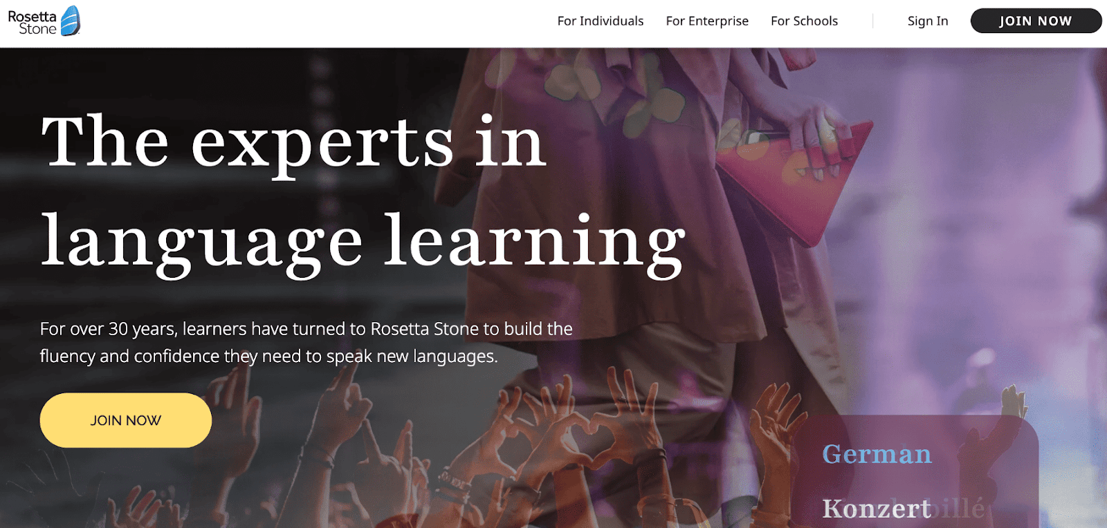 Rosetta Stone homepage