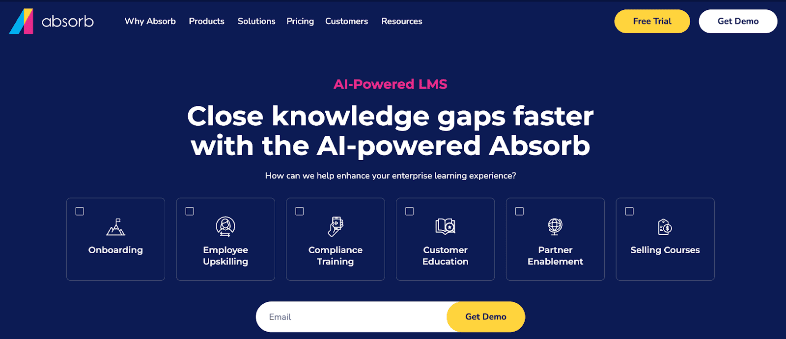 Absorb LMS homepage