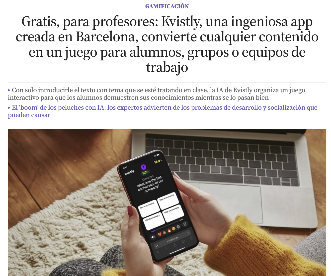 La Vanguardia Featured Kvistly as a Must-Know AI Quiz Platform for Teachers