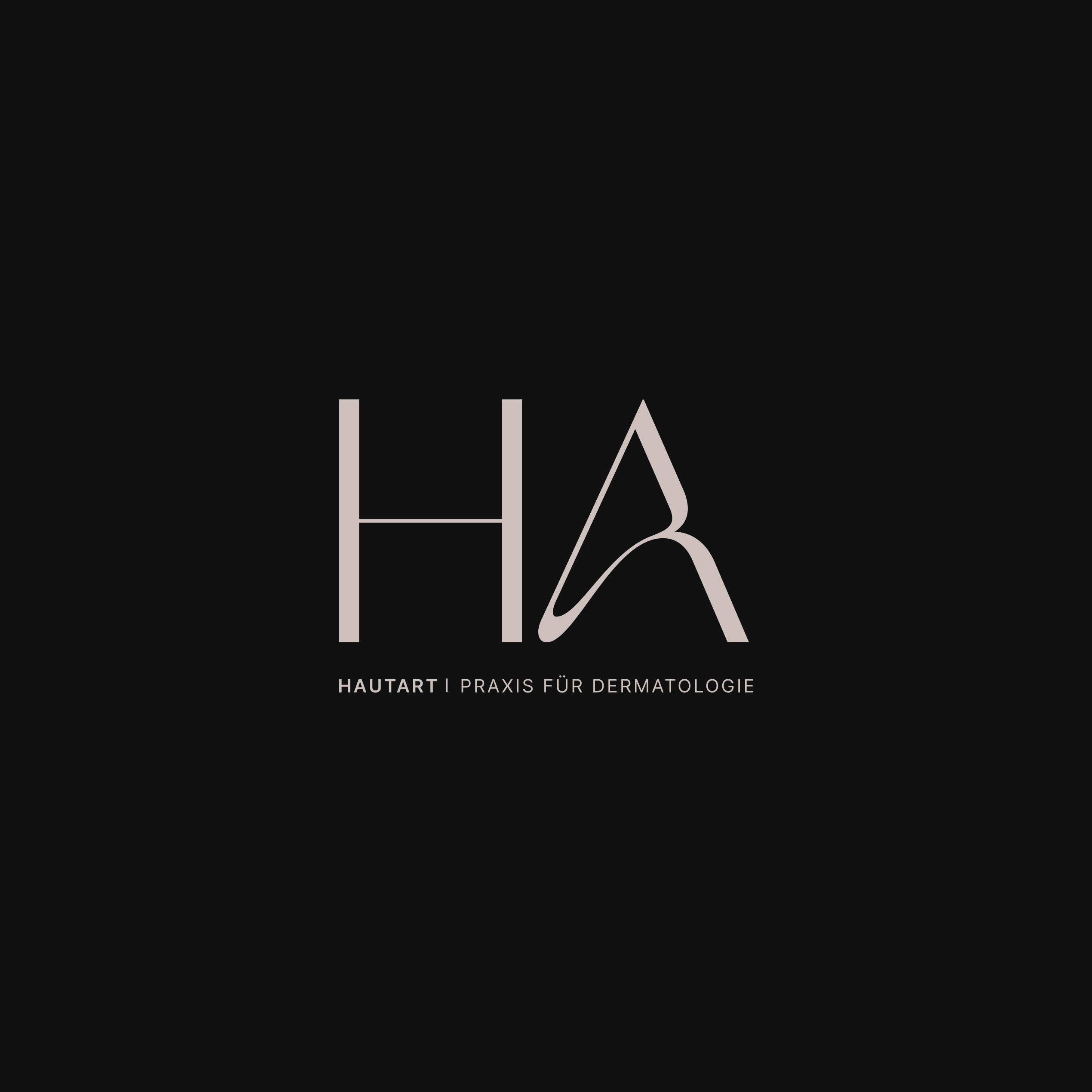 Logo der Hautart Dermatologie Praxis auf schwarzem Hintergrund