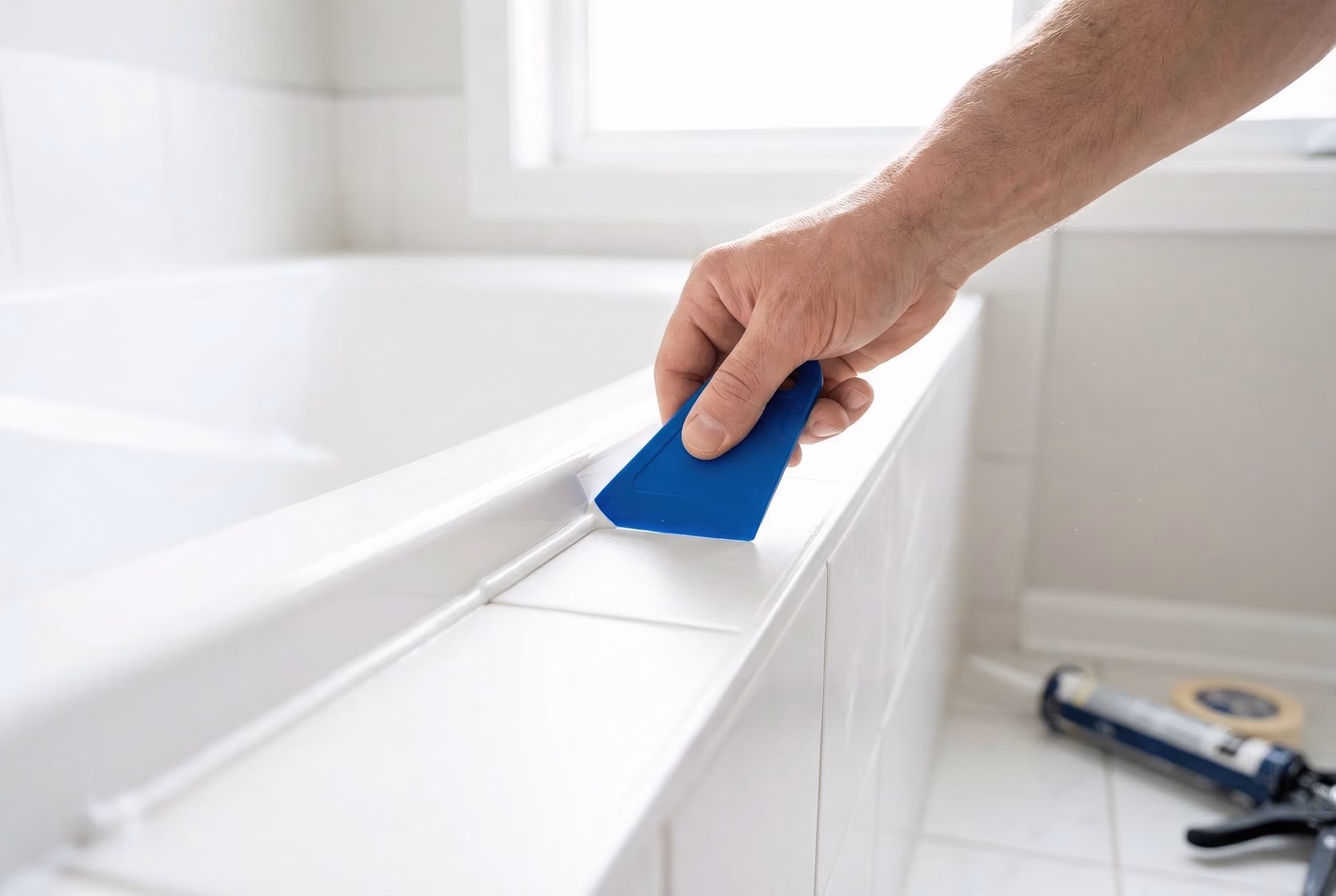 Salle de bain avec joints silicone a refaire à Montpellier
