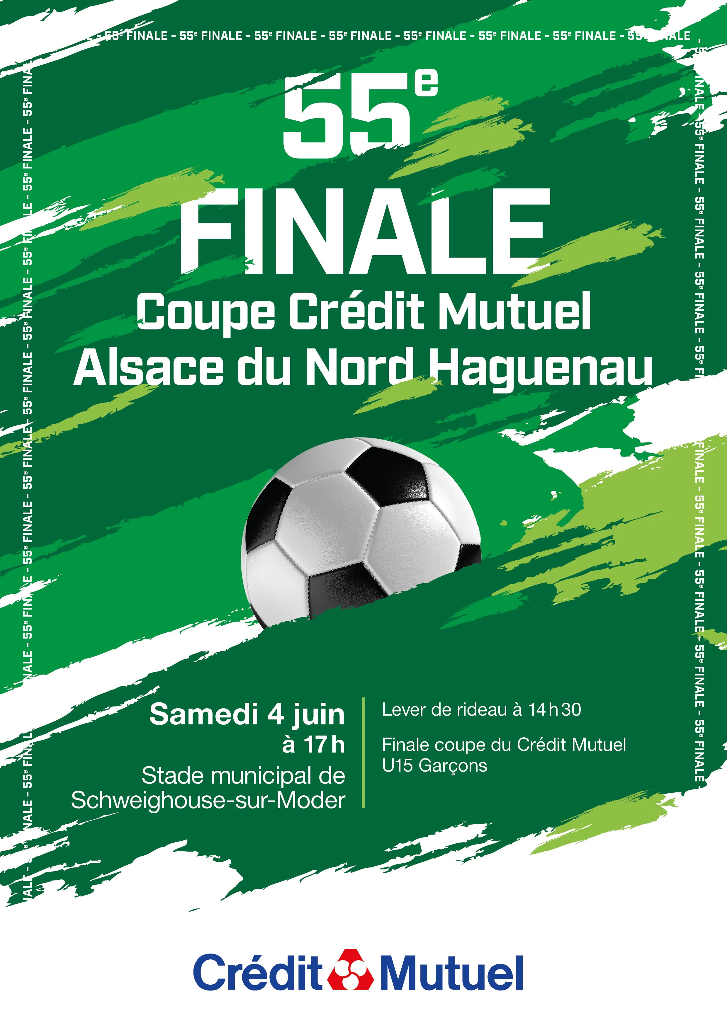 Affiche sur le thème du football réalisée pour le Crédit Mutuel