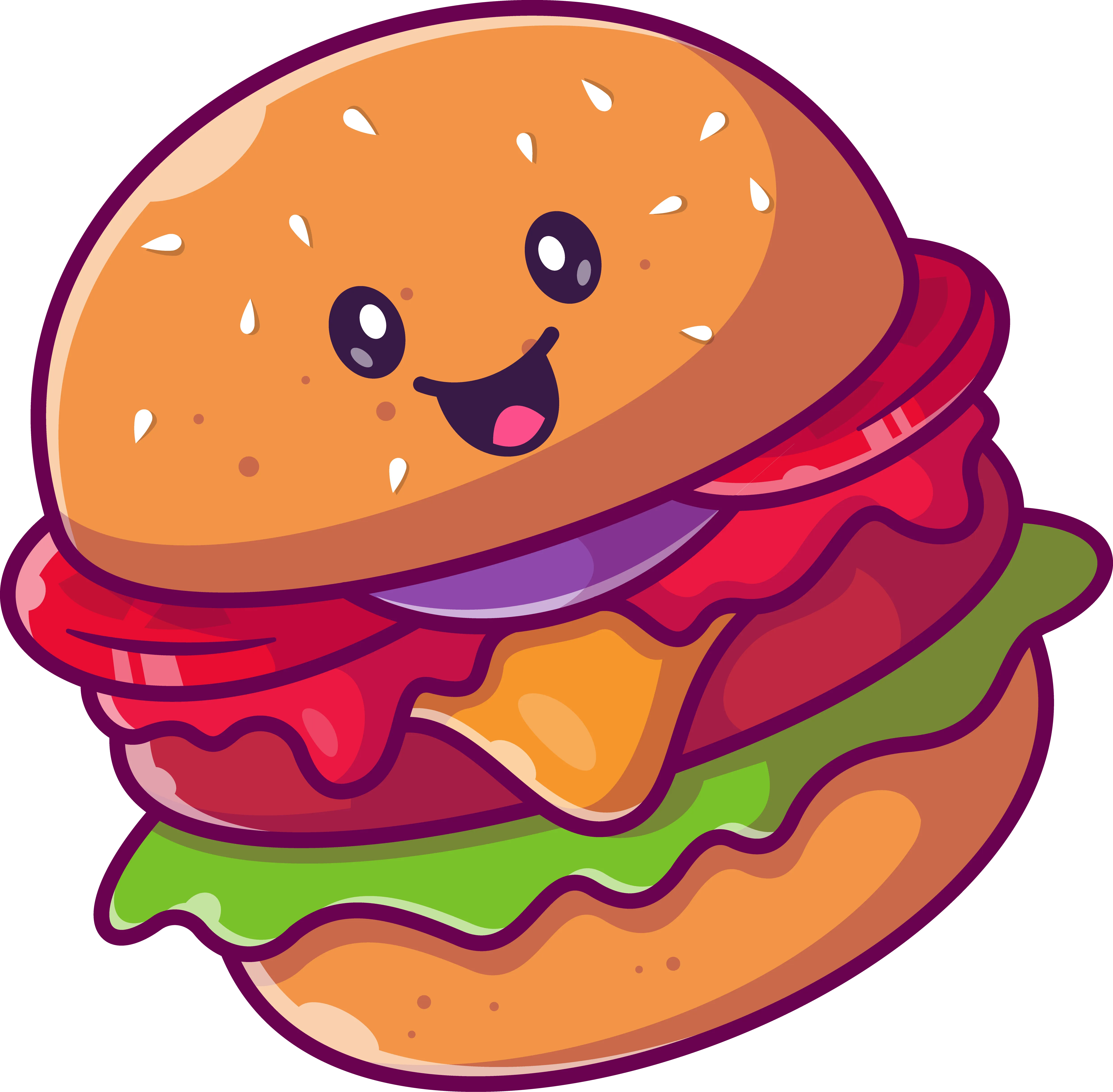 Illustration kawaii d’un burger, Street Bouche Festival