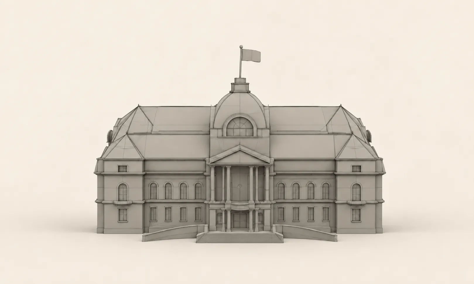 Maquette 3D du Palais du Rhin modélisée pour l’animation