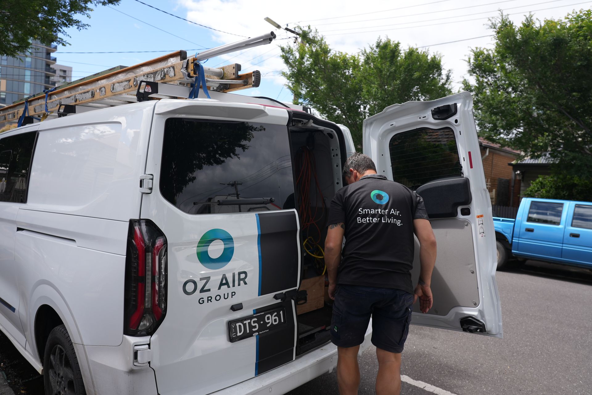 Oz Air Group branded van and installation team in Melbourne